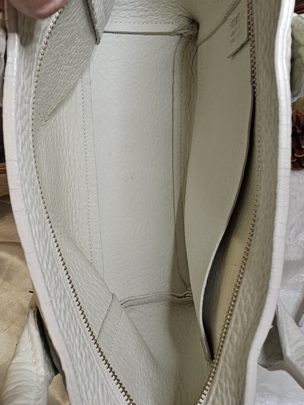 Furla Cream Color Leather Top-Handle Tote with Detachable Strap And Dustbag. - Picture 8 of 11